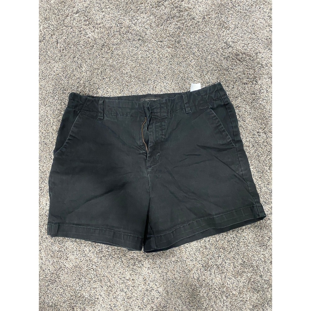 Banana Republic Authentic Chino Shorts Black Cotton Stretch Mid Rise Size 6